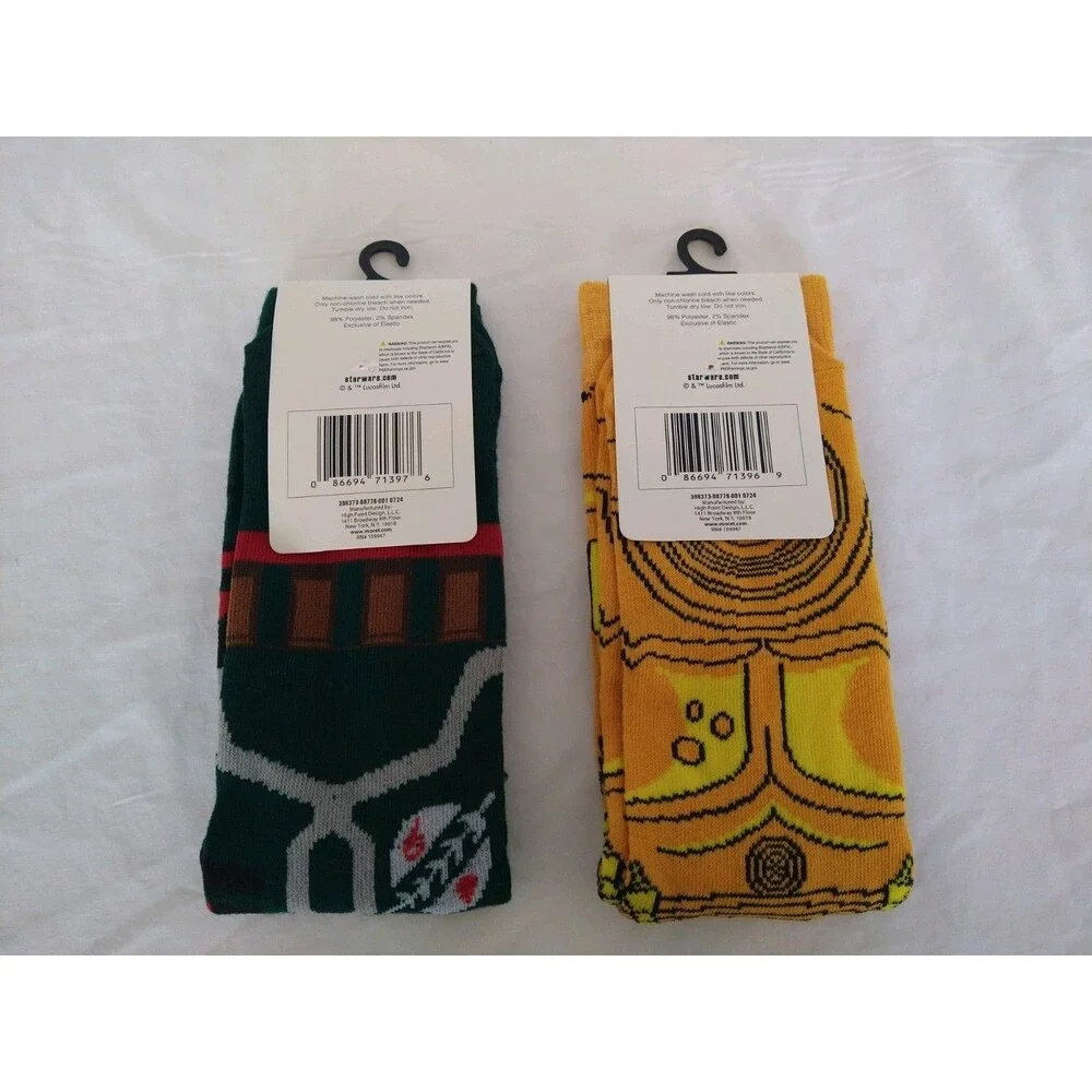 2 PAIRS Star Wars Adult Socks Shoe size 6.5-12 Sock size 10-13 Boba Fett C-3PO